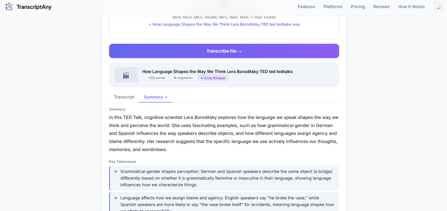 AI-generated summary and key takeaways from an M4A transcript