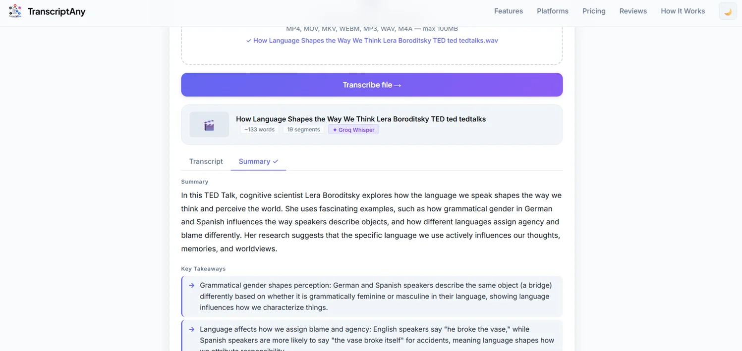 AI-generated summary and key takeaways from an M4A transcript
